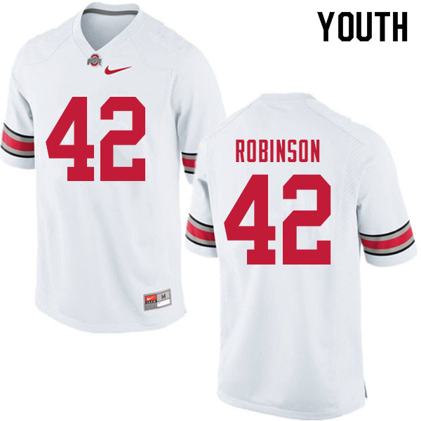 Ohio State Buckeyes Bradley Robinson Youth #42 White Authentic Stitched College Football Jersey